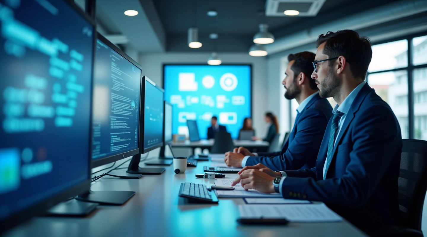 Environnement de travail moderne avec technologie et collaboration